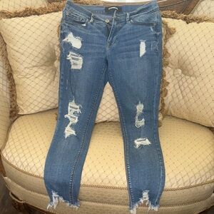 Express Ripped Skinny Jeans in Blue